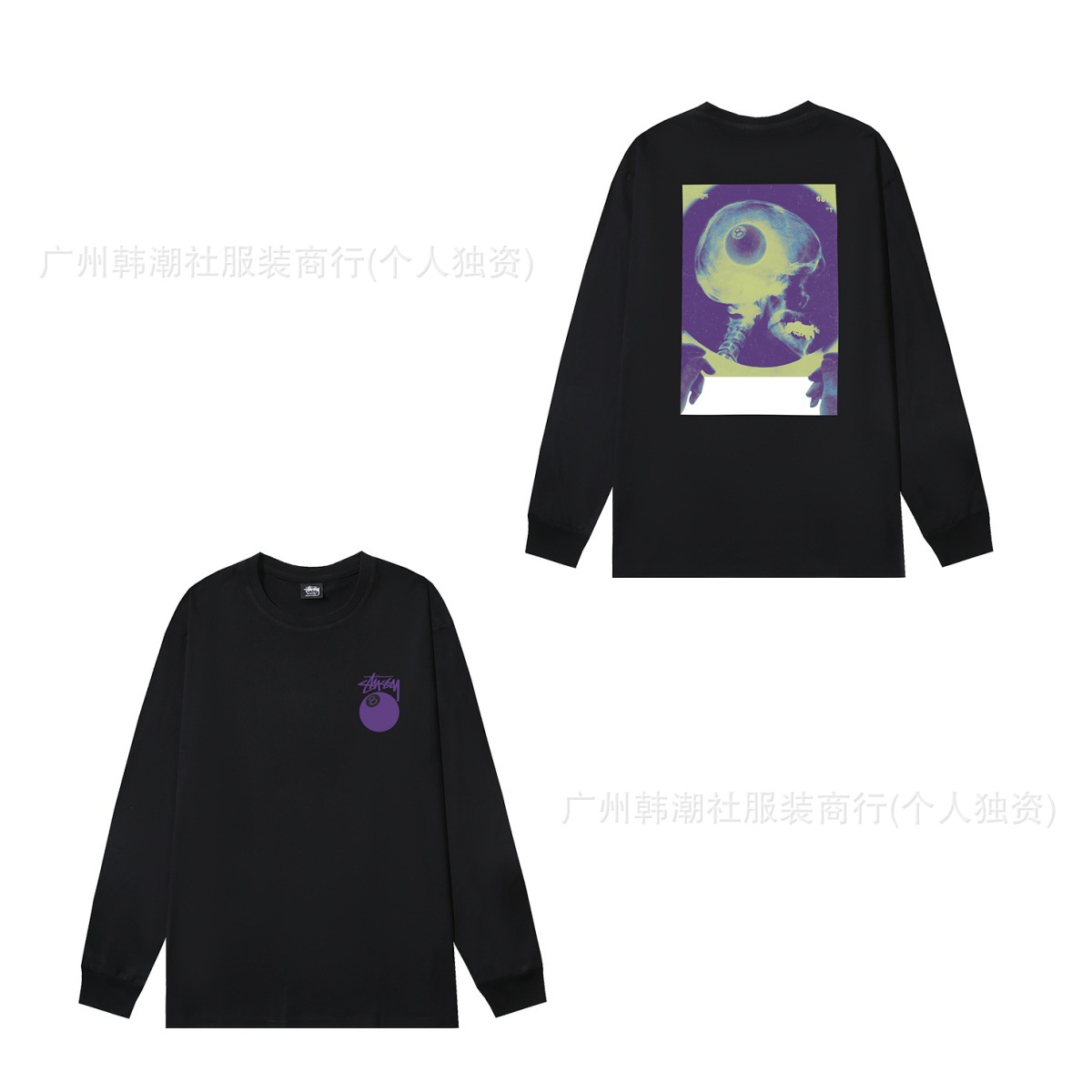 原標クロスボーダーの新型潮牌stuツアーの経典のアルファベットのプリントの丸首の長袖のtシャツは代行します。