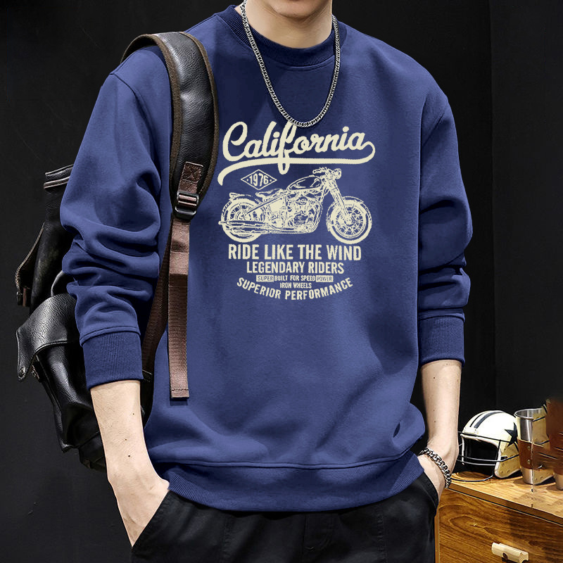 Suéter masculino primavera y otoño pesado estilo americano puerto viento de marea hookah cuello redondo manga larga chaqueta suelta camisa de base chaqueta