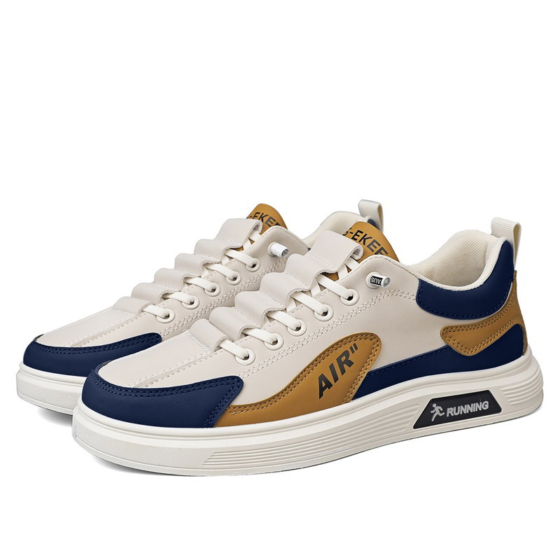 Zapatos de skate para hombres de verano nuevos zapatos deportivos transpirables de cuero de moda juvenil coreano universal zapatos blancos para hombres image 5