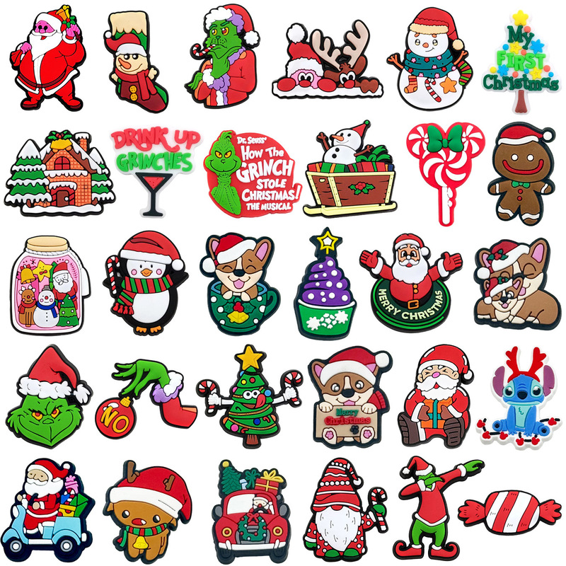 Cross-Border Santa Shoe Flower Accessories DIY Decorative Buckle Pvc Christmas Grinch Clog Shoe Flower Shoe Buckle Cross-Border Santa Shoe Flower Accessories DIY Decorative Buckle Pvc Christmas Grinch Clog Shoe Flower Shoe Buckle