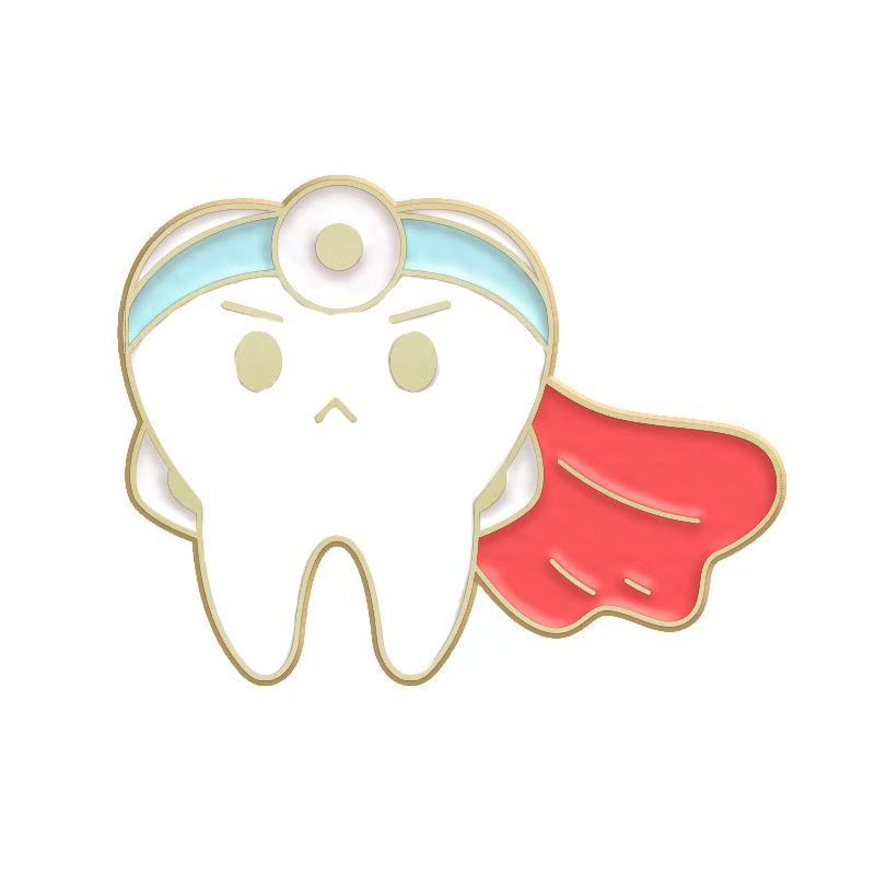Tecknad tandvårdsbrosch i metall för kläder och väskor_voghion.com