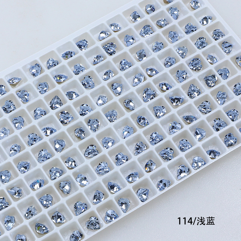 Dongzhou Crystal 6.5MM diamante de vidrio de fondo puntiagudo en forma de corazón de melocotón diamante de forma especial con fondo chapado en plata real