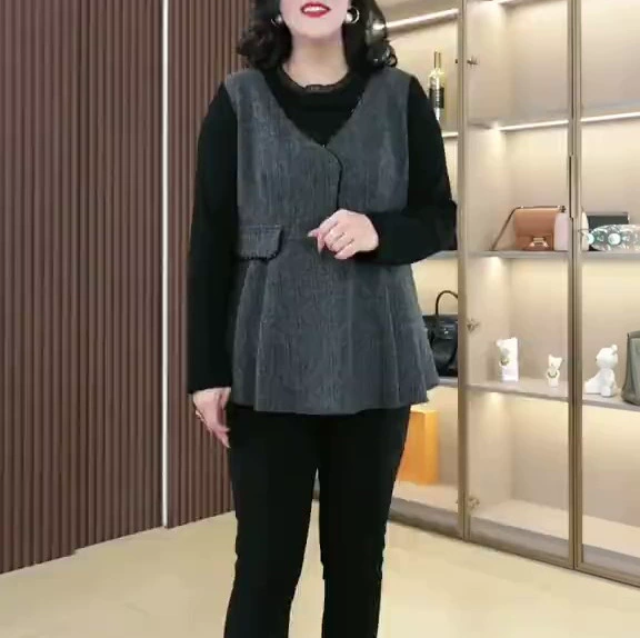 Осенняя и зимняя сеть Red Live Fashion дикая мода тонкая A-образная принцесса рубашка топ толстая мама женщины среднего возраста