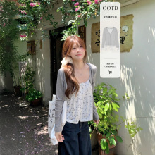 灰色针织开衫女夏薄款外套新款防晒罩衫韩系气质穿搭天丝外搭上衣