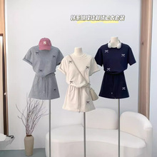 MILLAIDI韩系时尚蝴蝶结刺绣两件套装女夏季新款短袖T恤上衣