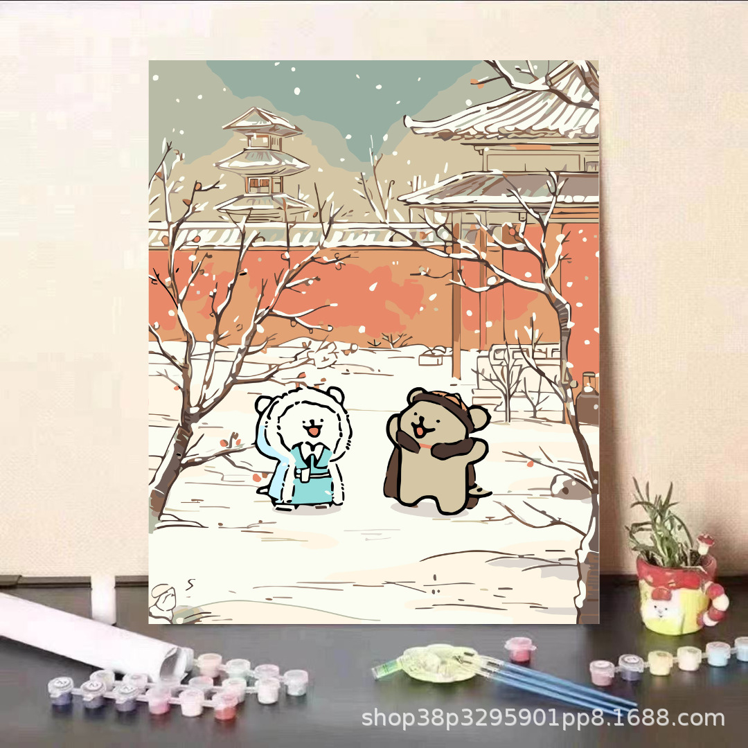 DiDi [al por mayor] pintura al óleo digital dibujos animados dibujos animados pinturas decorativas hechas a mano 40 * 50