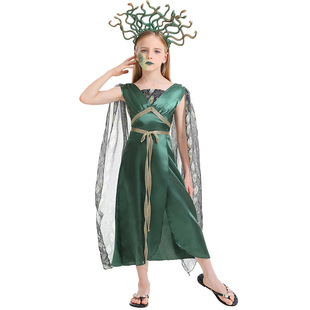 Halloween Costumes for Kidsren, Greek Mythology, Cyan Gogong Medusa, Snake Hair, Female Demon Cosplay Costumes