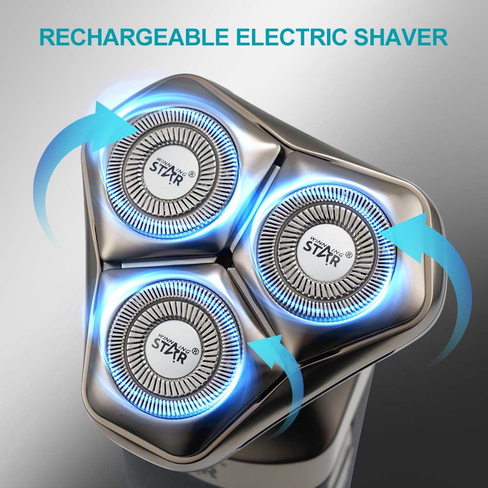 WinningStar Cross-border hogar IPX6 impermeable para hombre Type-C portátil de tres cabezas afeitadora eléctrica