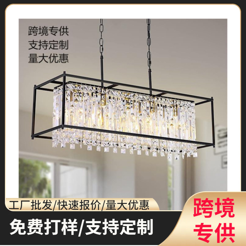 Zhongshan Factory Customized Kitchen Island Table Lamp Farmhouse Entrance Entrance Cross-Border Bar Restaurant American Crystal Chandelier