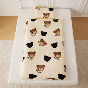 Cartoon Bear Class A Milk Velvet Infant Soothing Bean Kick-proof Sleeping Bag Removable and Washable Kindergarten Windproof Sleeping Bag