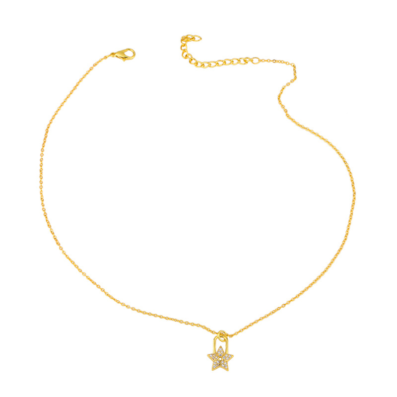 Diamond Lock Pendant Titanium Steel Necklace