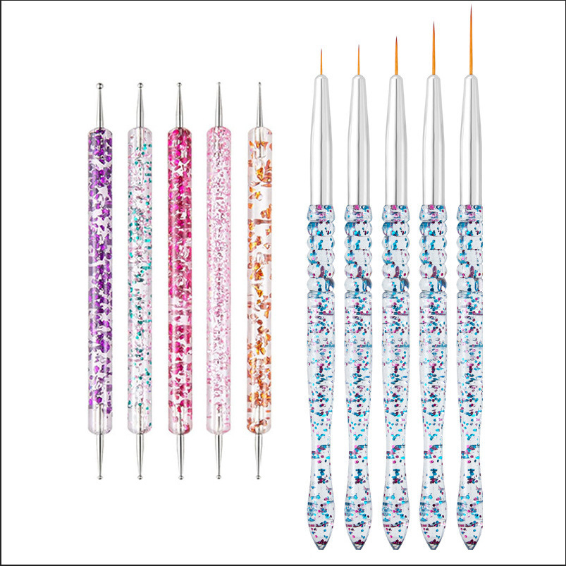 Fabricantes al por mayor de 5 bolígrafos de puntuación de madera de doble cabeza bolígrafo de puntuación acrílico bolígrafo de uñas conjunto