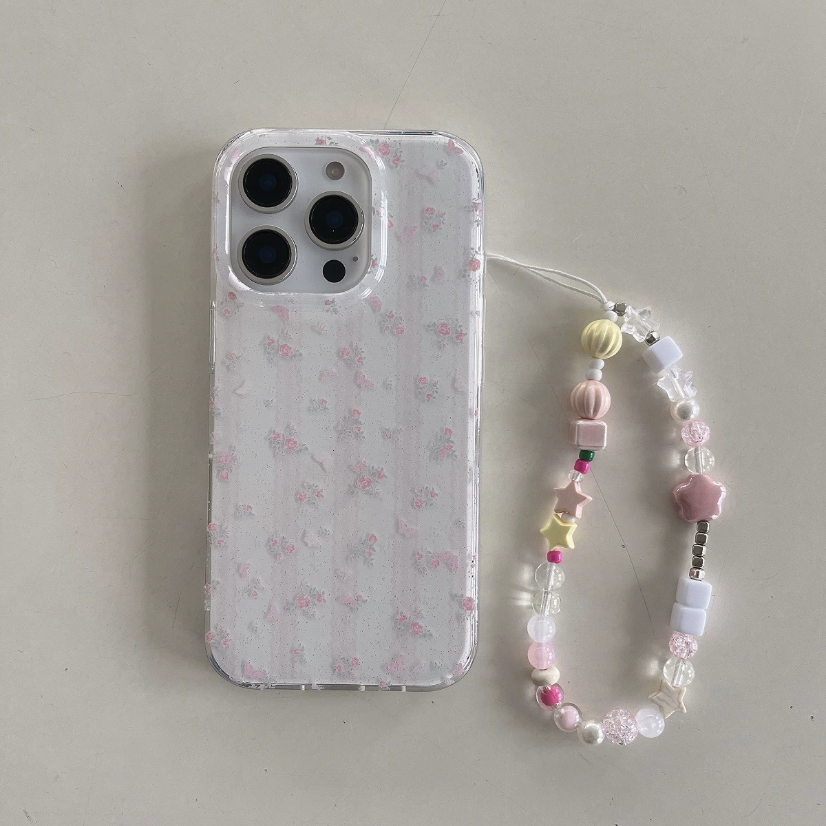 Чехол для телефона Apple iPhone 13/14 (совместим с iPhone 14 Pro), кружевной цветочный рисунок, вариант с ремешком
