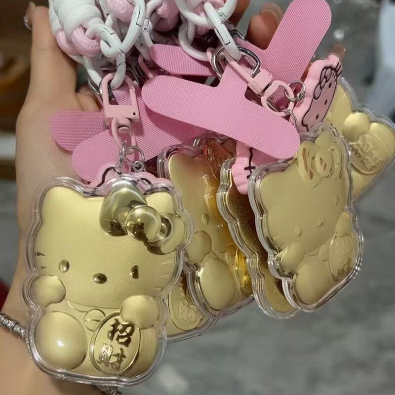純金 999kt 猫ストラップキーホルダーかわいい漫画バッグペンダントハイエンド携帯電話リストバンド車のストラップチェーン|undefined