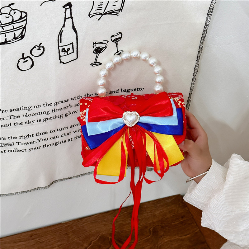 Nuevo rojo niñas nuevo año bolsa lindo arco princesa bebé bolso niña moneda monedero bolso de hombro