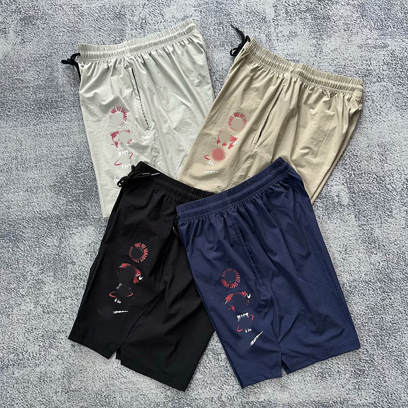 Waterproof Sports Shorts, Outdoor Breathable Quick-Dry Embroidered Five-Point Pants, Loose Fit for Running, Fitness, Casual Workwear Mid-Length Pants