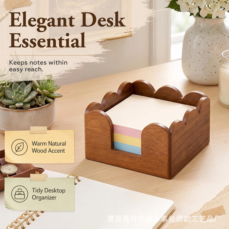 Solid Wood Wavy Edge Sticky Note Storage Box for Home and Office, Square Sticky Note Desktop Solid Wood Storage and Organization Box Solid Wood Wavy Edge Sticky Note Storage Box for Home and Office, Square Sticky Note Desktop Solid Wood Storage and Organization Box
