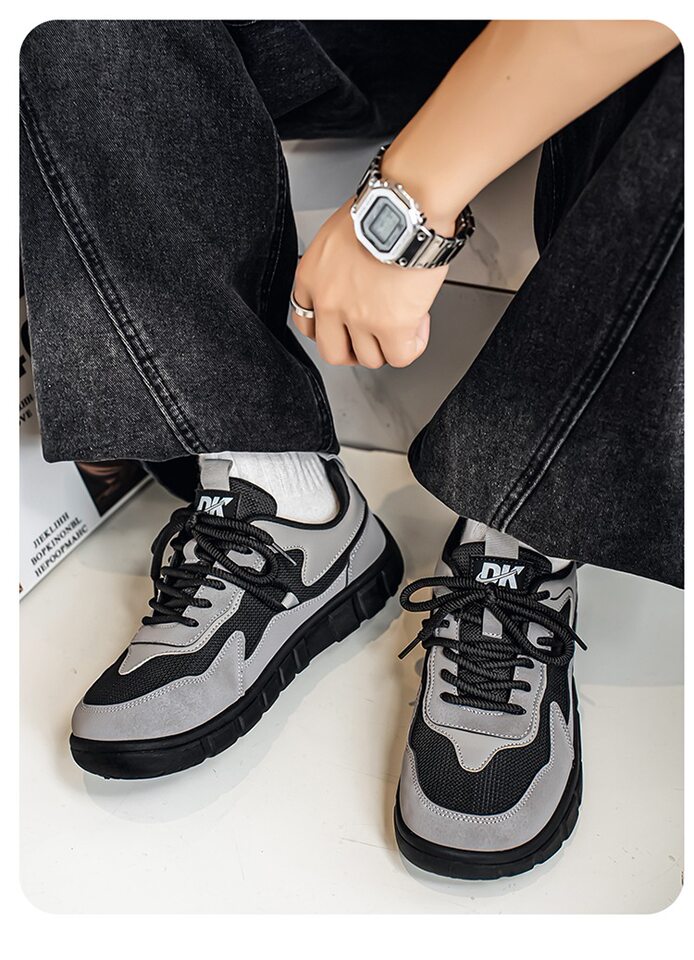 Giày nam mũi rộng thân lưới thoáng khí đế mềm phong cách thể thao casual, gót thấp 1-3 cm — 5019 màu xám, 5019 xám đen, 5019m màu chi tiết 14