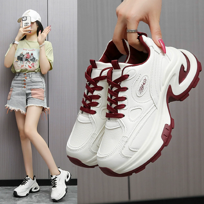 Женские туфли на толстой подошве в стиле Zhao Lusi, увеличивающие рост, новые универсальные повседневные кроссовки весны и лета 2025 года.