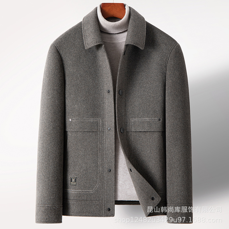 [Same style with TikTok] men's wool double-sided woolen jacket workwear jacket detachable down liner thickened casual