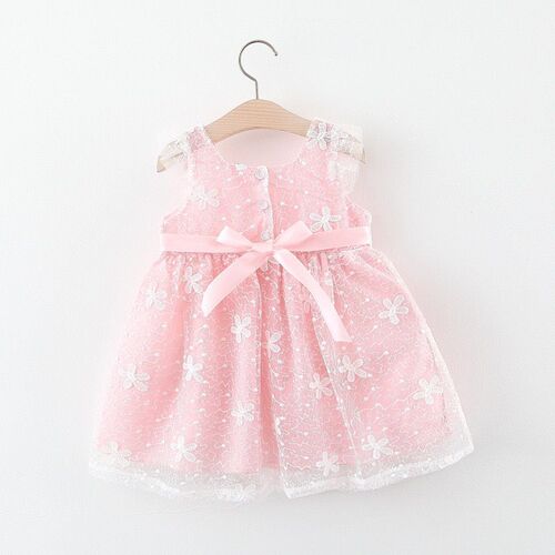 1068 foreign trade children's wear wholesale summer new girls 'lace dress sleeveless children's bowknot gauze dress princess dress