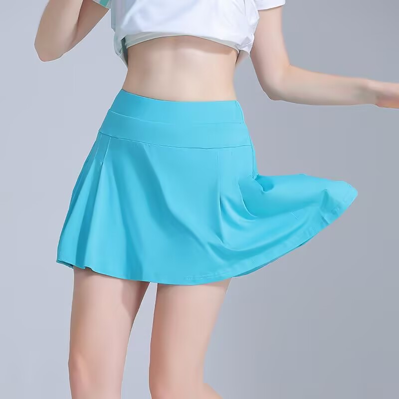 Sports Pleated Skirt for Women in Summer, Anti-Glare Quick-Drying Yoga Pants Skirt, A-Line Short Skirt, Tennis Skirt, Badminton Skirt