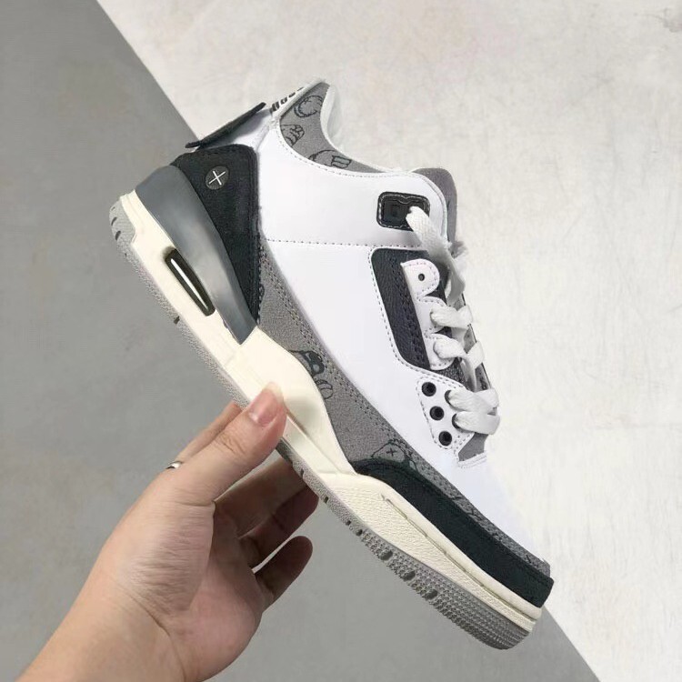 Putian Pure Original Aj3 Air-Cushioned Basketball Shoes Jordan 3 Low-Top Black and White Red Outdoor Versatile Retro Men's and Women's Sports Trendy Shoes