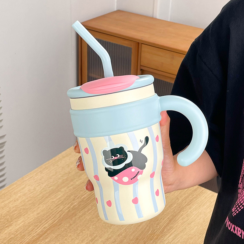 Sanrio Hello Kitty taza de vacío gigante chica paja Linda taza de agua taza de helado de oficina
