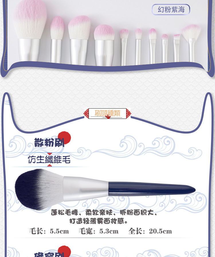 Cangzhou Bihai Chaosheng offers a complete set of 10 makeup brush sets, including foundation brushes, blush brushes, eyeshadow brushes, and makeup tools Item Picture