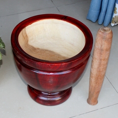 タイの実木の桶の丸い臼のタイの味の鶏の足の粉砕器の家庭用の業務用の鶏の足の薬の王涛