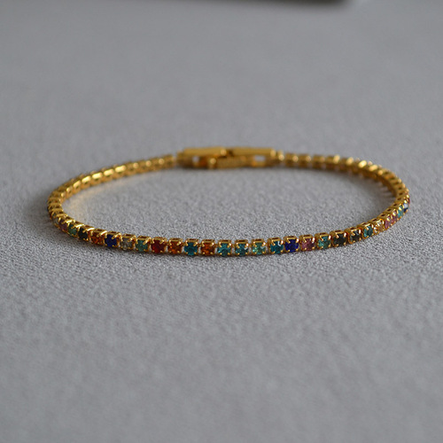 Colorful Mediterranean candy-like sparkling gemstone gorgeous simple and stylish versatile exotic hand chain