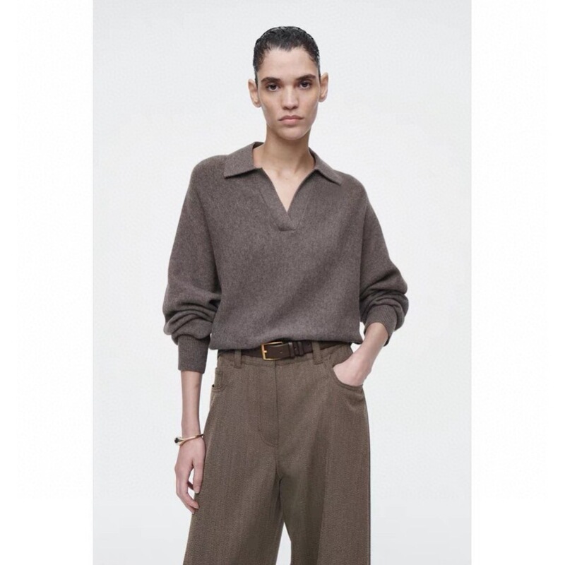 COS-style women's clothing, same design as sold in department stores, standard fit, batwing-sleeve polo shirt, wool sweater, 2026 autumn/winter new collection COS-style women's clothing, same design as sold in department stores, standard fit, batwing-sleeve polo shirt, wool sweater, 2026 autumn/winter new collection