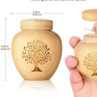Cross-Border Wooden Pet Urn Pet Funeral Supplies Tree of Life Cat and Dog Coffin Solid Wood Urn with Lid