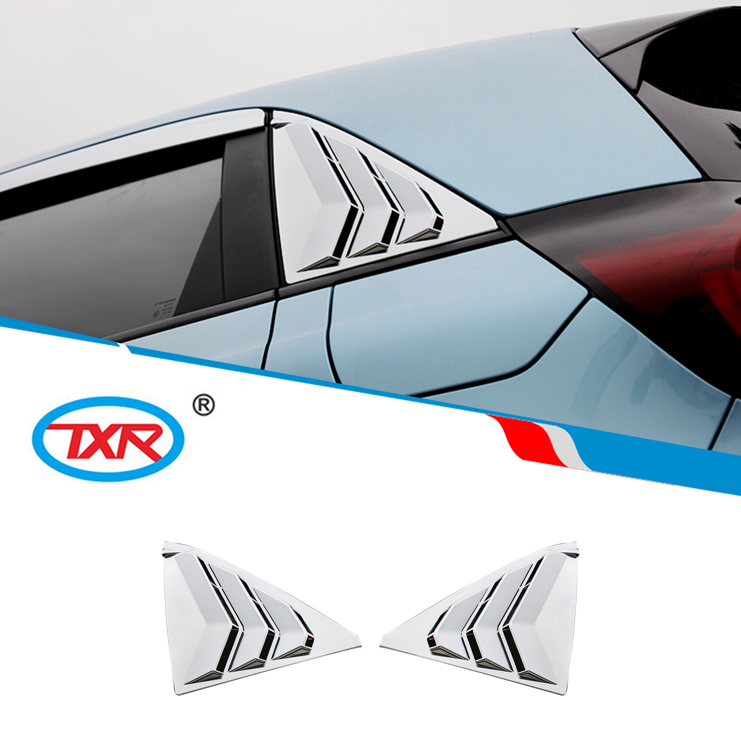 TXR es adecuado para Honda Fit fit modificación de coche ventana de coche persianas galvanizadas especiales accesorios de decoración de guerrero negro
