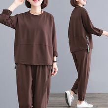春秋冬新款韩版宽松加大码中老年休闲运动服套装女妈妈装两件套女