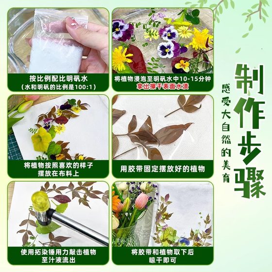 Plant Knocking Dyeing diy Material Package Kindergarten Parent-Child Activity Flowers and Plants Tie-Dyeing Rubbing Plant Knocking Dyeing Tool