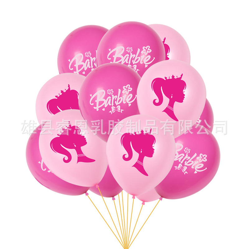 Barbie princesa tema fiesta de cumpleaños decoración globo Transfronterizo de 12 pulgadas Rosa Barbie princesa globo de látex