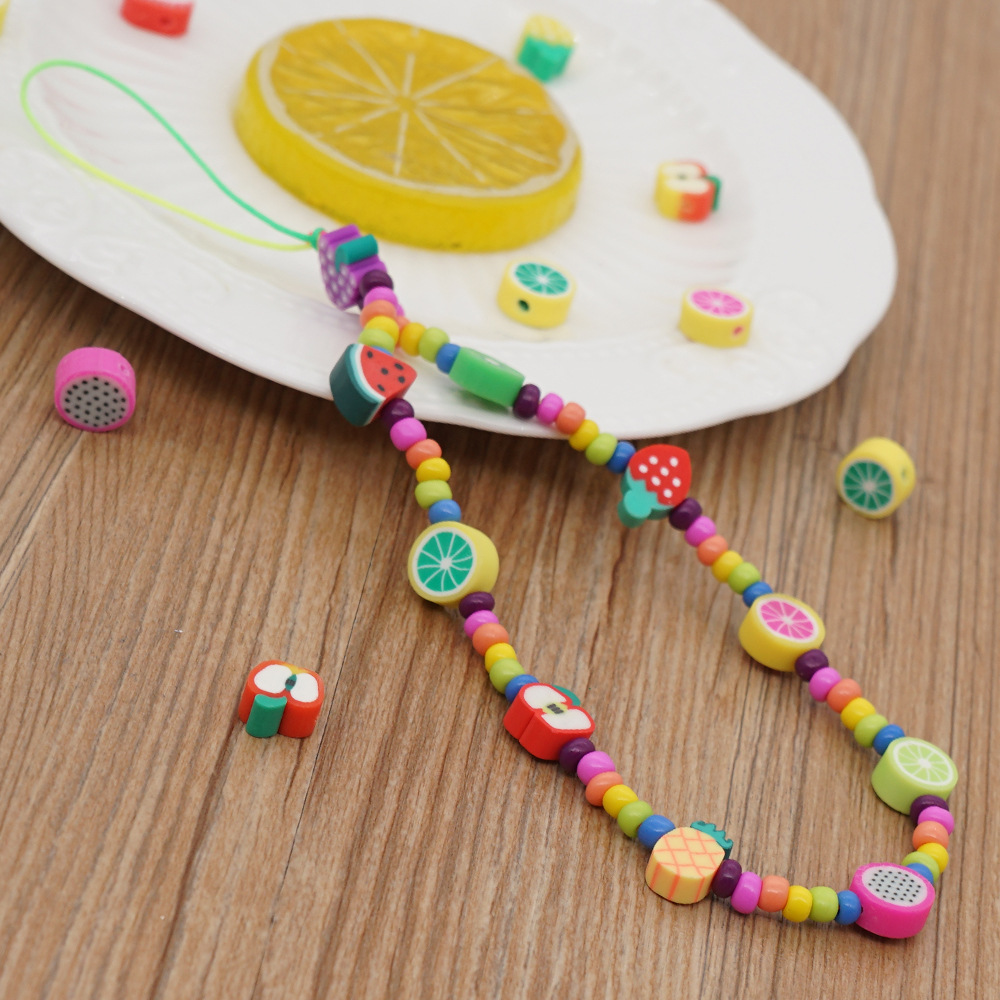 Independent Station Simple Style Phone Accessory Polymer Clay Fruit Accessory Color Glass Beads Mobile Phone Charm Women's Ornaments display picture 6