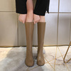 Demi-season high boots, chain with zipper, plus size, Korean style