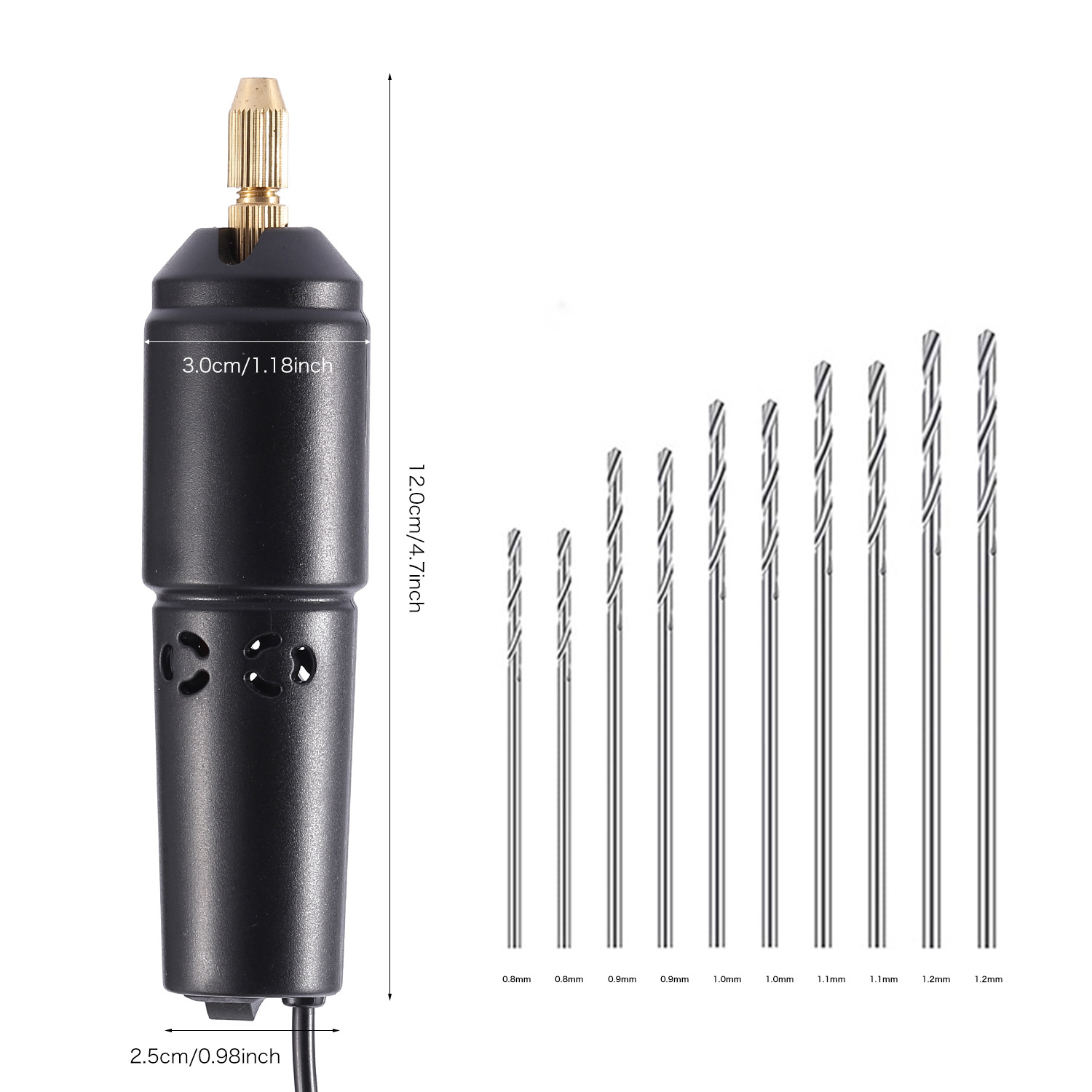 Suministro transfronterizo 360 tipo negro USB Mini taladro eléctrico Jade epoxi Crystal Pearl máquina de perforación miniatura molino eléctrico