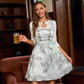 跨境亚马逊德国慕尼黑啤酒节巴伐利亚民族女佣服蕾丝COS连衣裙子