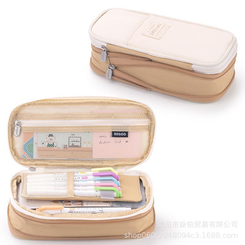 Estuche para lápices japonés de gran capacidad de alto valor Bolso de papelería de lona simple coreano para estudiantes de secundaria para niños y niñas Estuche para lápices lindo