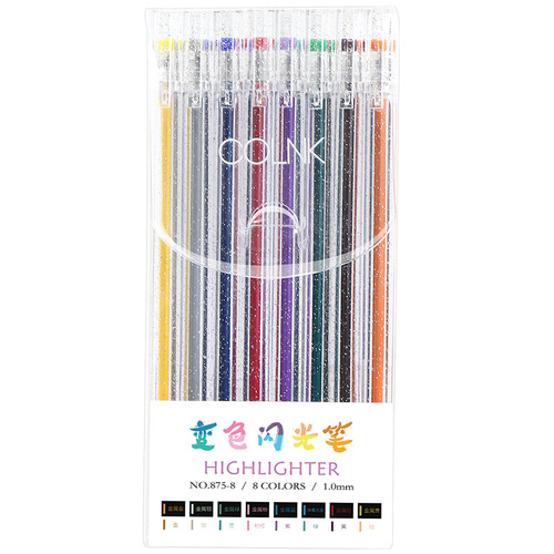 COLNK875 Color-Changing Flash Gel Pen Black and White Dual-Color Neutral Pen Student Drawing 8-Color Flash Pen Set