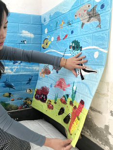 Self-adhesive Children's Room Wallpaper Boy Cartoon Animation Theme Soft Bag Foam Waterproof Wall Stickers 3D Home Wallpaper