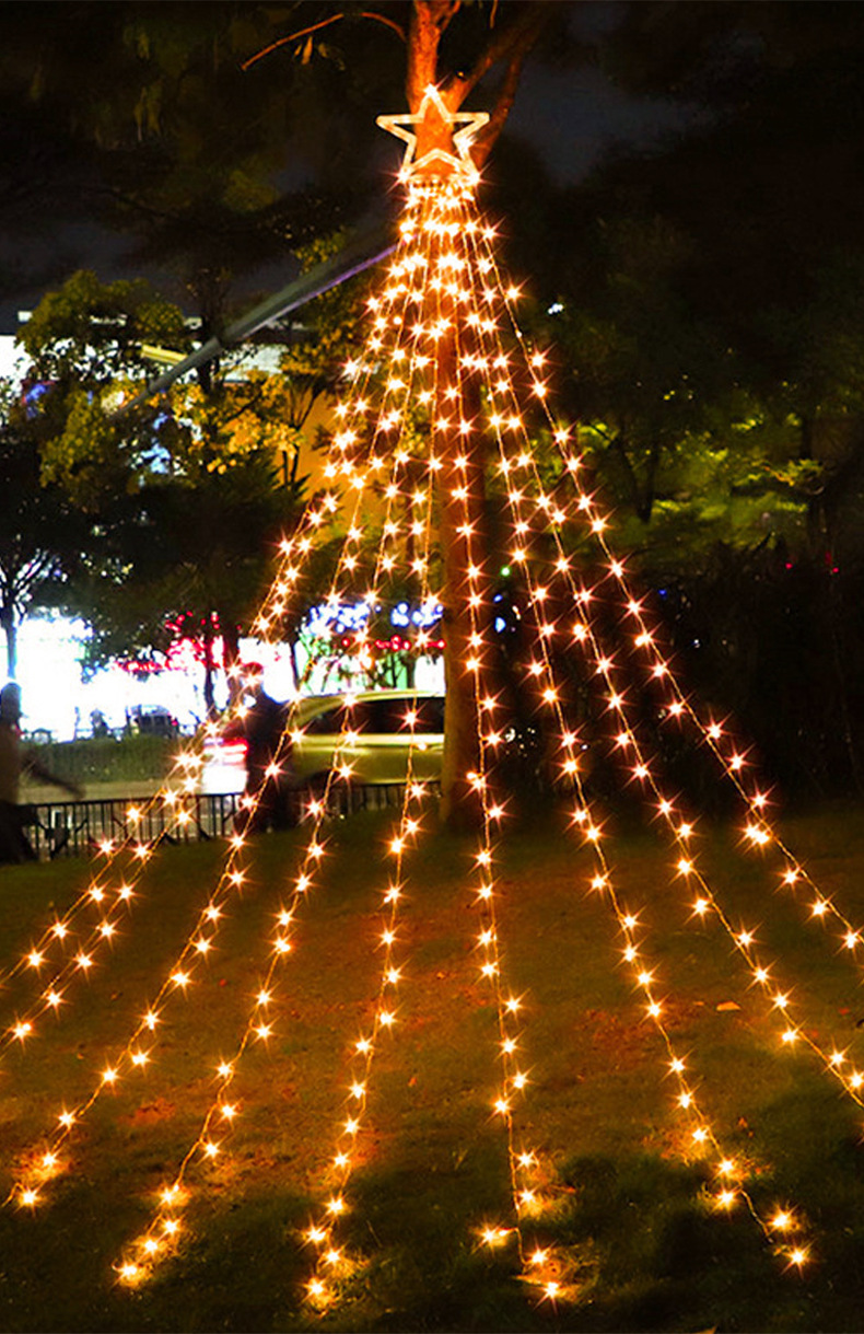 亚马逊跨境户外led灯串防水圣诞装饰灯串彩灯窗帘灯草坪灯星星