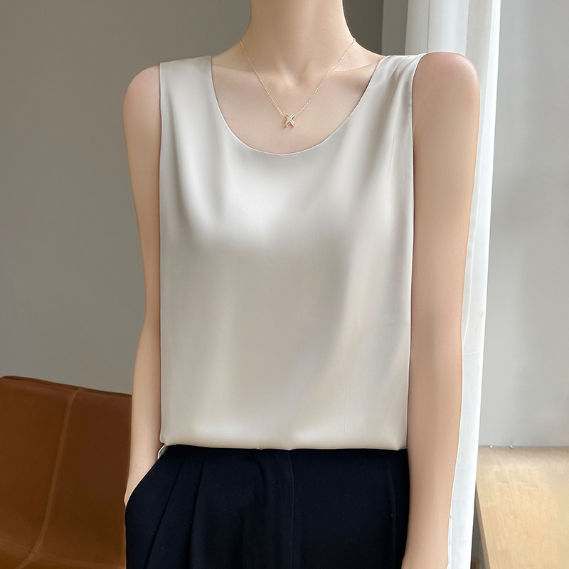 Reversible~ Front V-Neck and Back Round Neck Satin Camisole Women's Inner Wear 2025 New Bottoming Summer Top