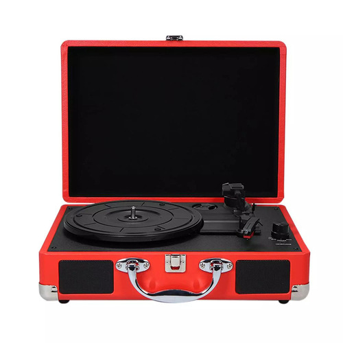 Large quantity PU red retro vinyl record player, vintage Bluetooth turntable, USB vinyl record player