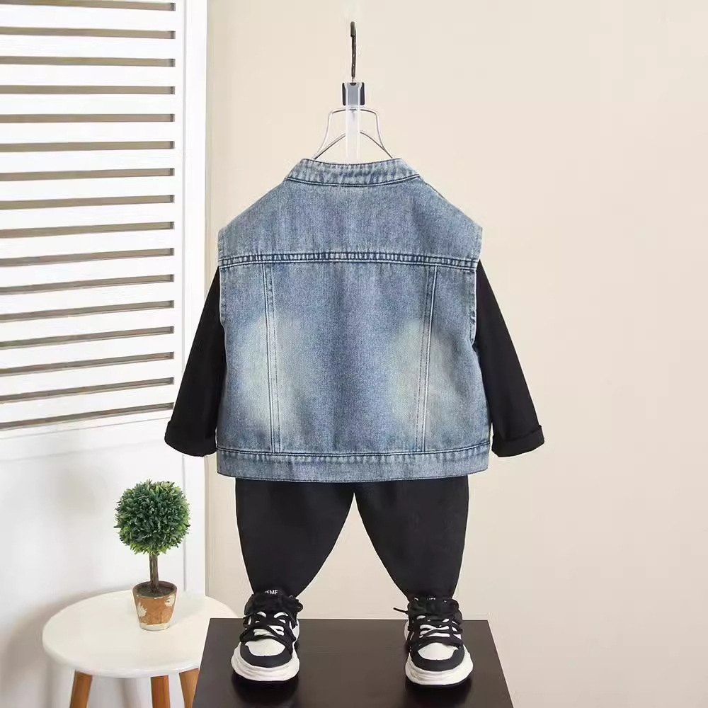 6263 Chaleco de mezclilla de otoño para niños 2025 Nuevo estilo de primavera y otoño para niños Chaleco coreano para niños