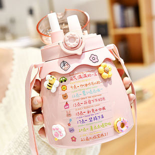 Thermos Cup for Women, High-Looking Water Cup with Straw, Large Capacity, Portable, Cute, Student, Internet Celebrity, Big Belly Cup for Kidsren