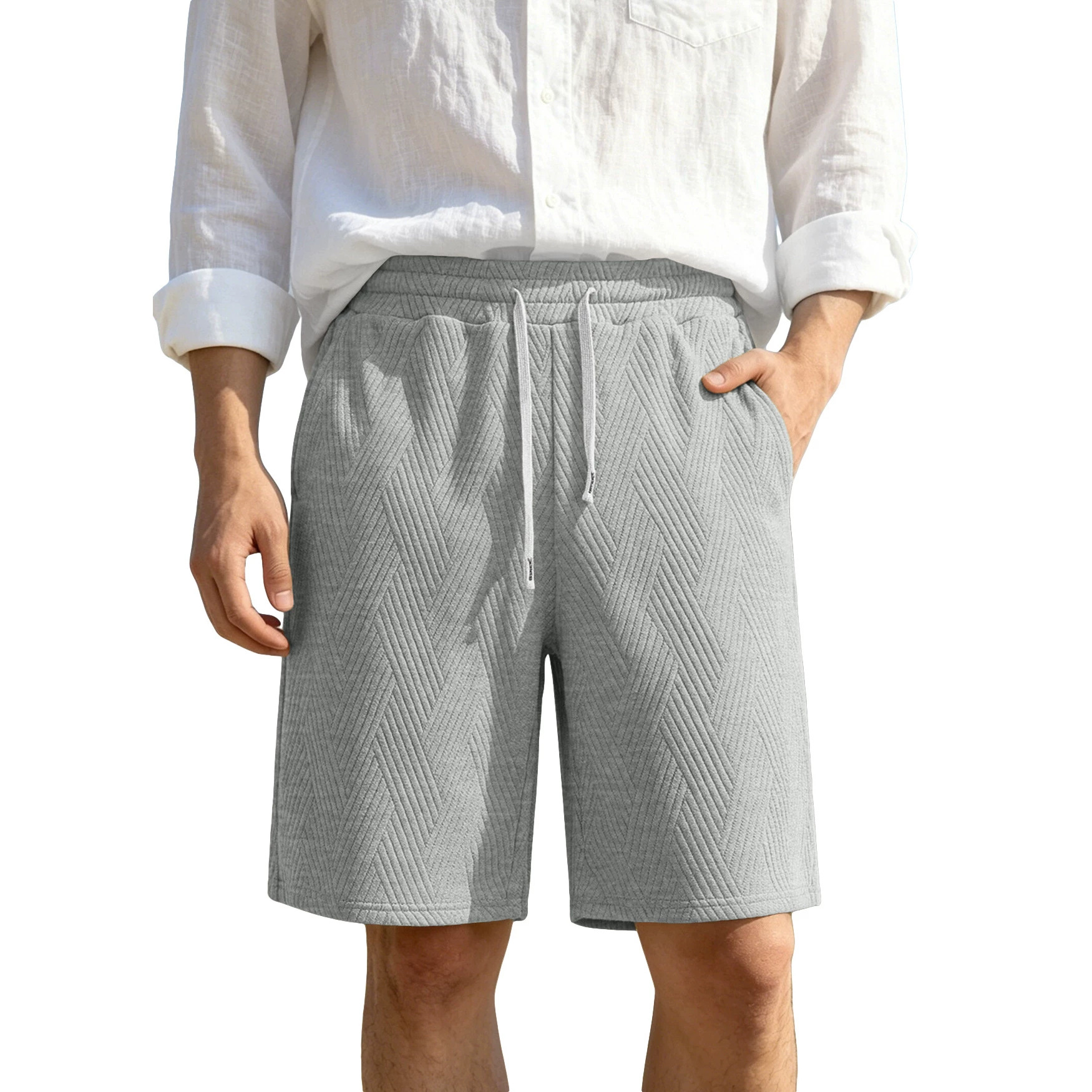 Pantalones Cortos de Playa Holgados para Hombre de Poliéster, Transpirables con Cordón, para Deporte